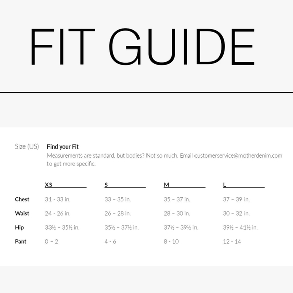 MOTHER Fit Guide - Picture 5 of 15